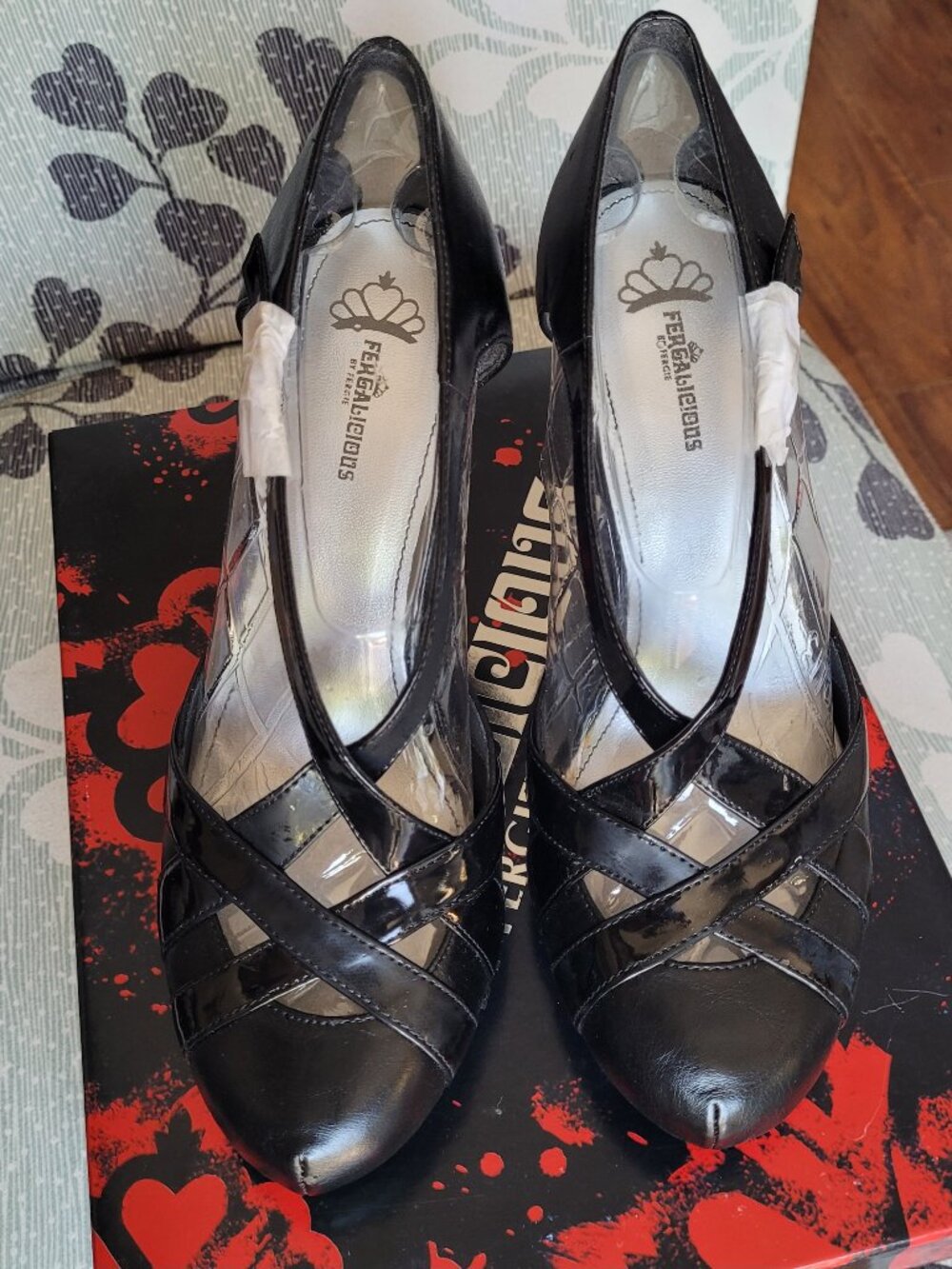 Woman's Fergalicious "In Crowd" Black Heels, Size 8 1/2 M (NWT)